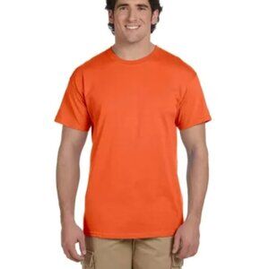 NEW! Fruit Of The Loom Men's Casual Cotton Crew Plain T-Shirt ~Safety Orange, LG